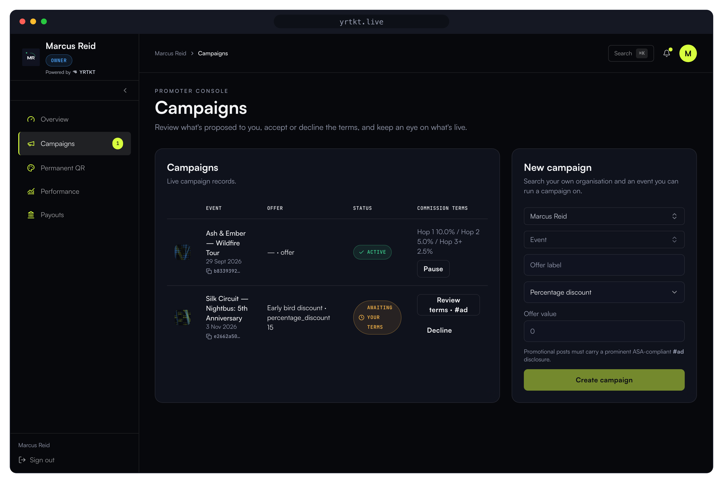 Promoter campaigns