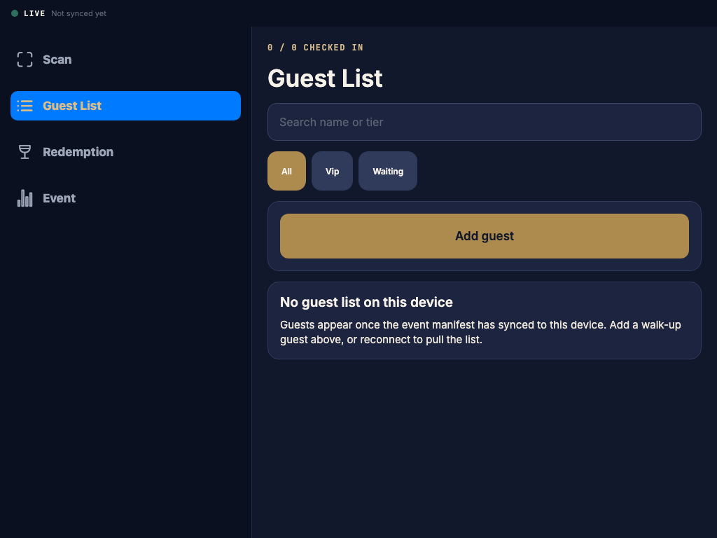 Venue guest list