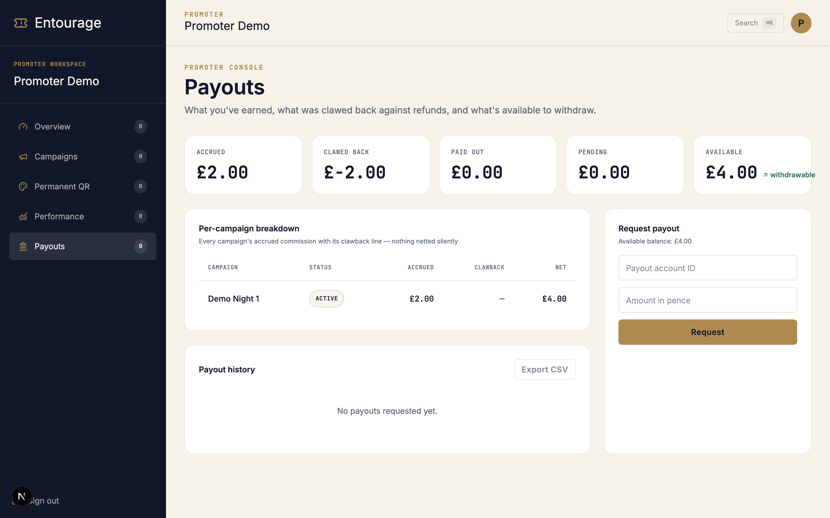 Promoter payouts
